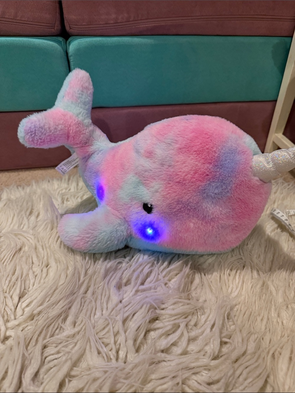 FAO Schwarz Glow Brights Toy Plush LED With Sound 17" Plush Narwhal - Picture 5 of 9
